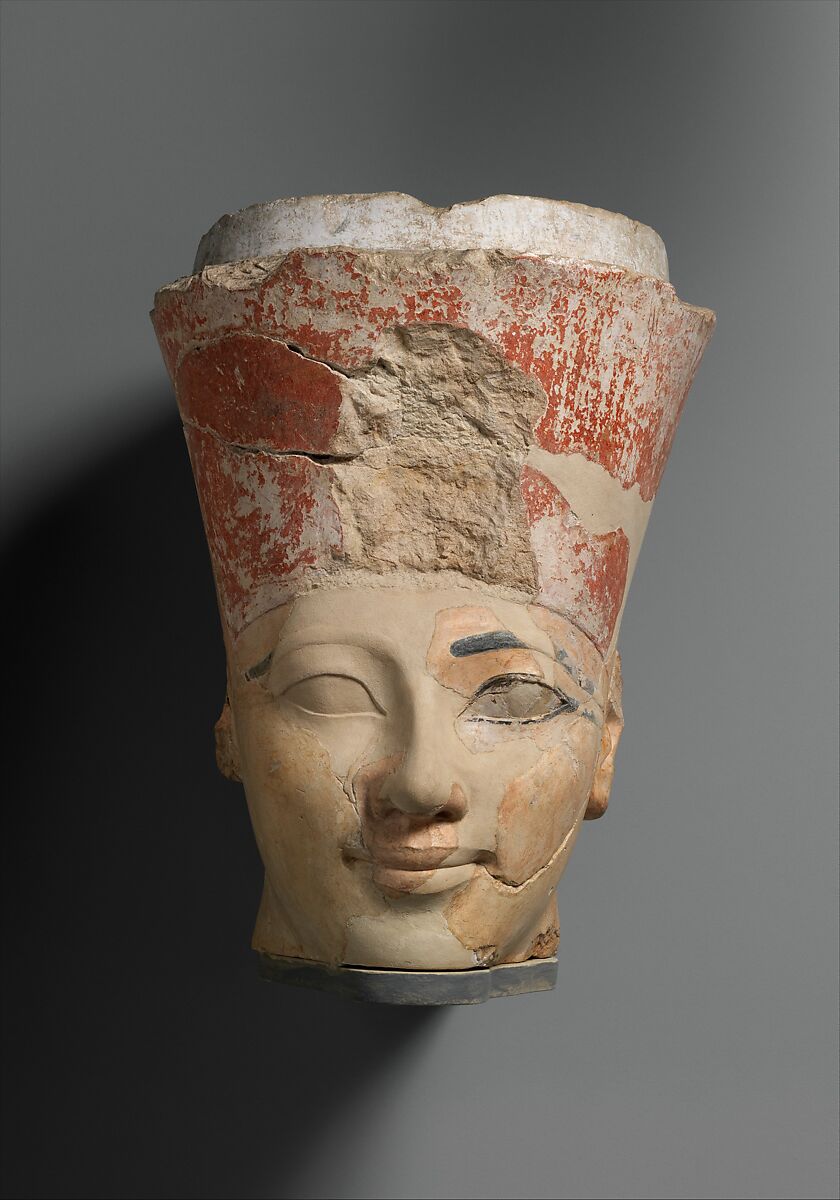 Head of an Osiride Statue of Hatshepsut, Limestone, paint 