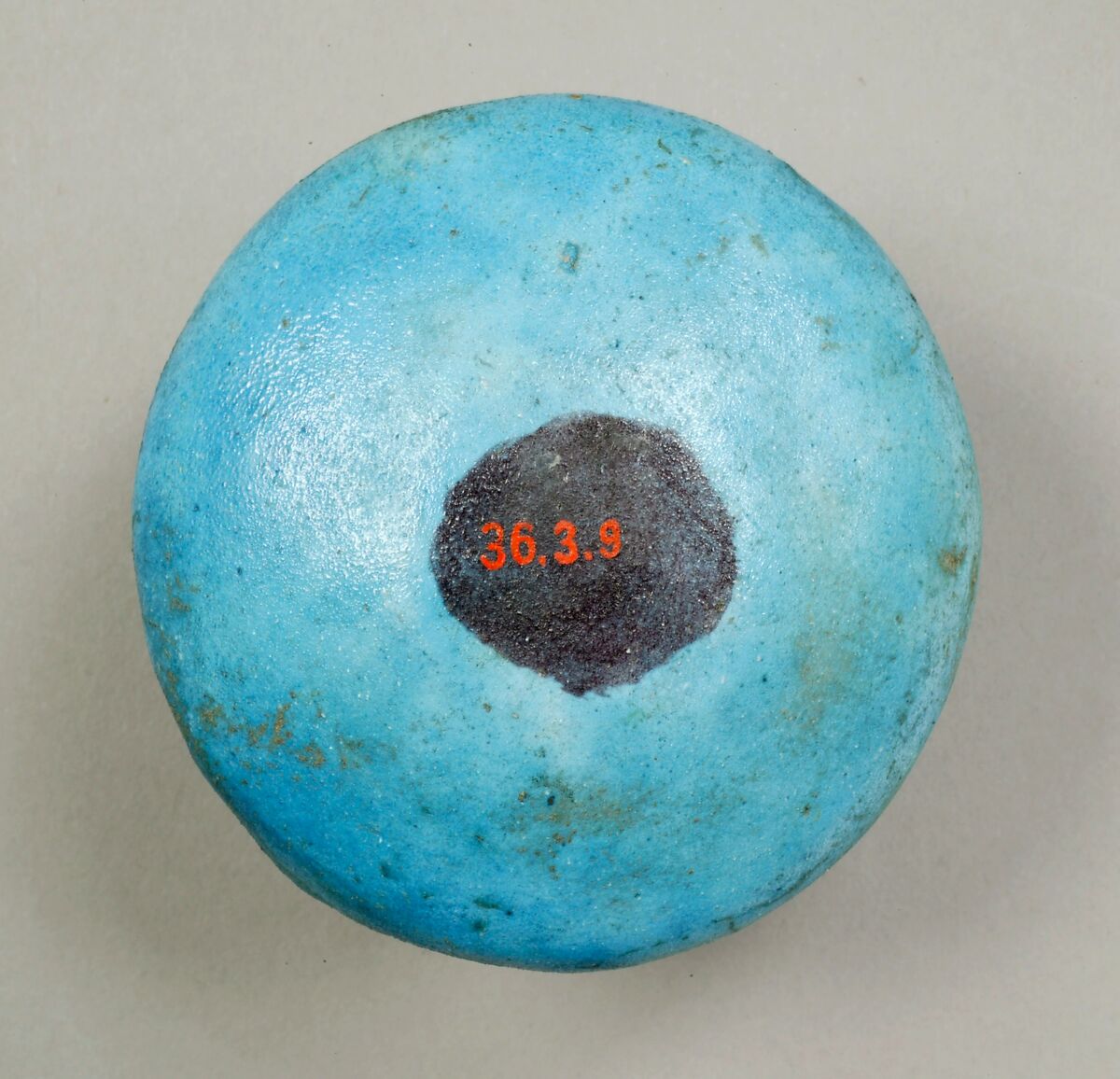 Dish Inscribed with the Throne Name of Thutmose II, Faience, paint