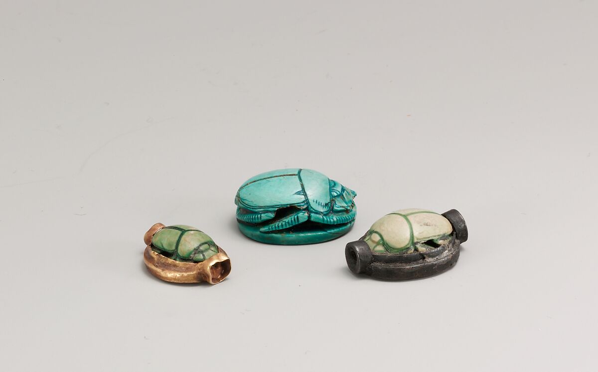 Scarab Inscribed for the God's Wife Hatshepsut, Silver, glazed steatite