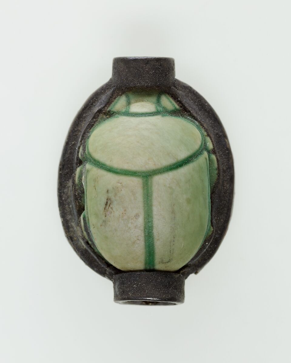 Scarab Inscribed for the God's Wife Hatshepsut, Silver, glazed steatite