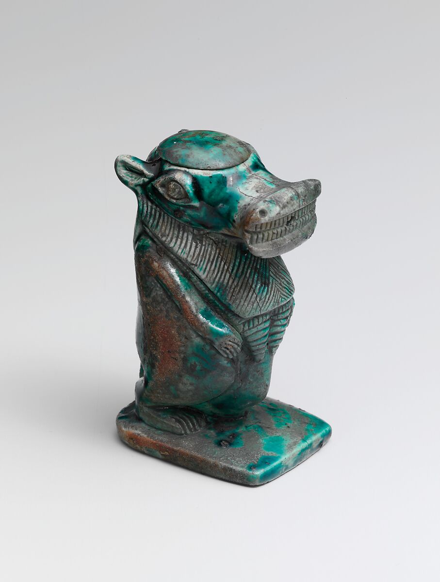 Magical Container in the Shape of a Hippopotamus Deity, Glazed steatite 