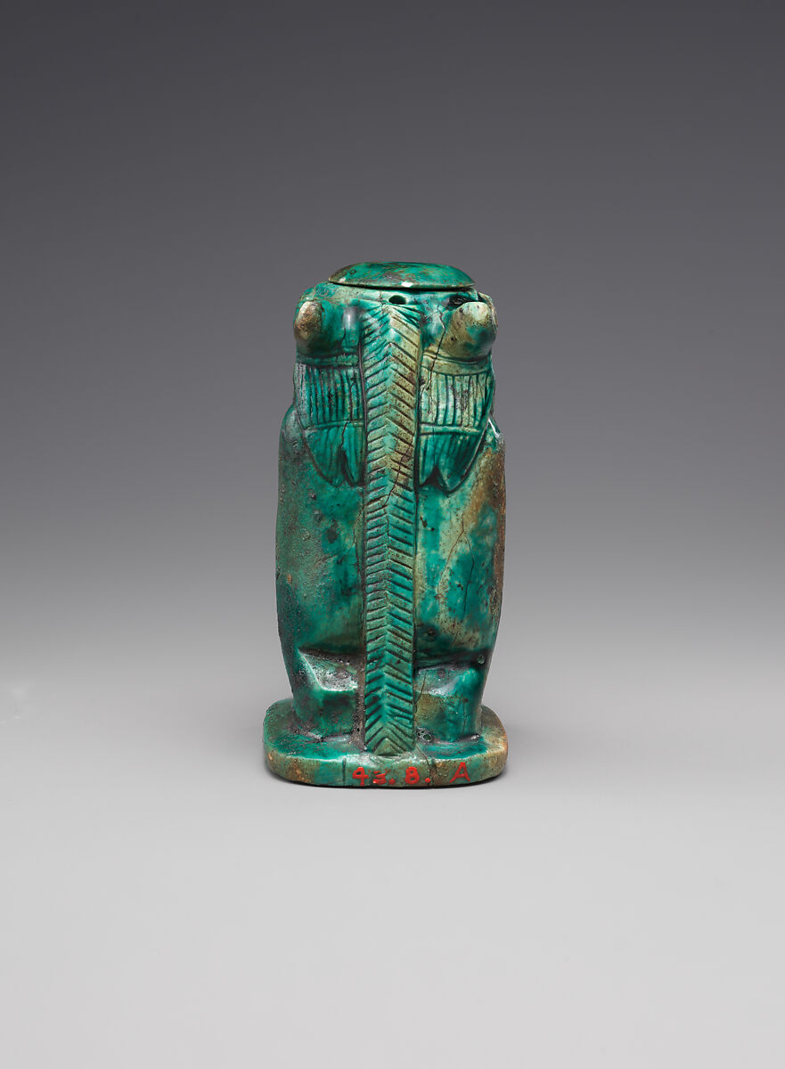 Magical container in the shape of a hippo goddess, Glazed steatite