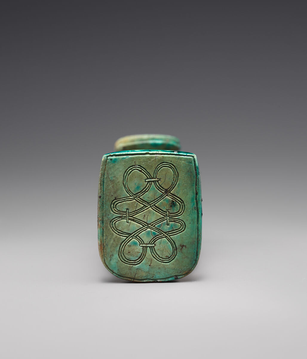 Magical container in the shape of a hippo goddess, Glazed steatite