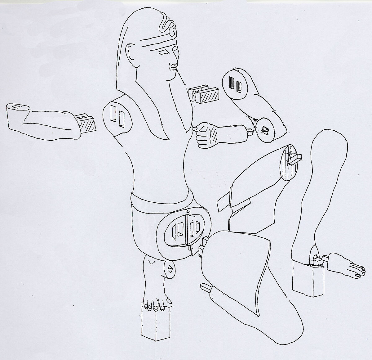 Statuette of an ancestral king, Wood, formerly clad with lead sheet