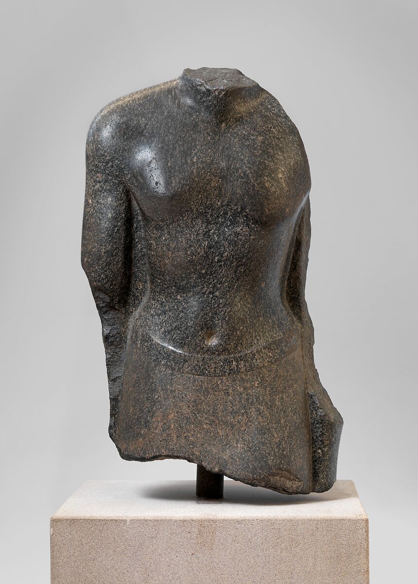 Torso of an official of Nectanebo I, Gray green diorite 