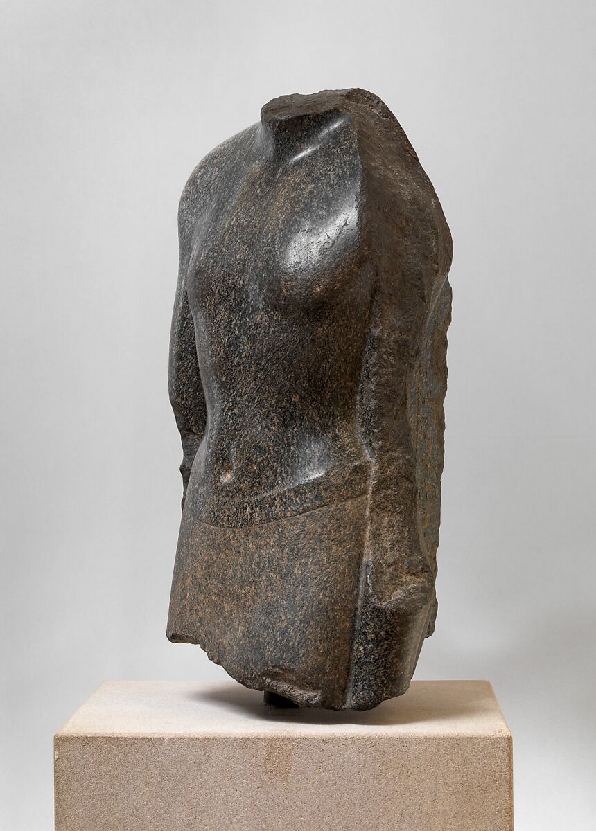 Torso of an official of Nectanebo I, Gray green diorite