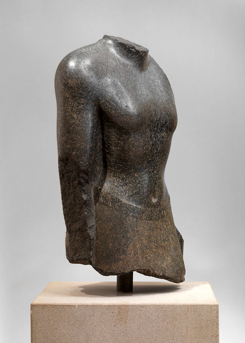 Torso of an official of Nectanebo I, Gray green diorite