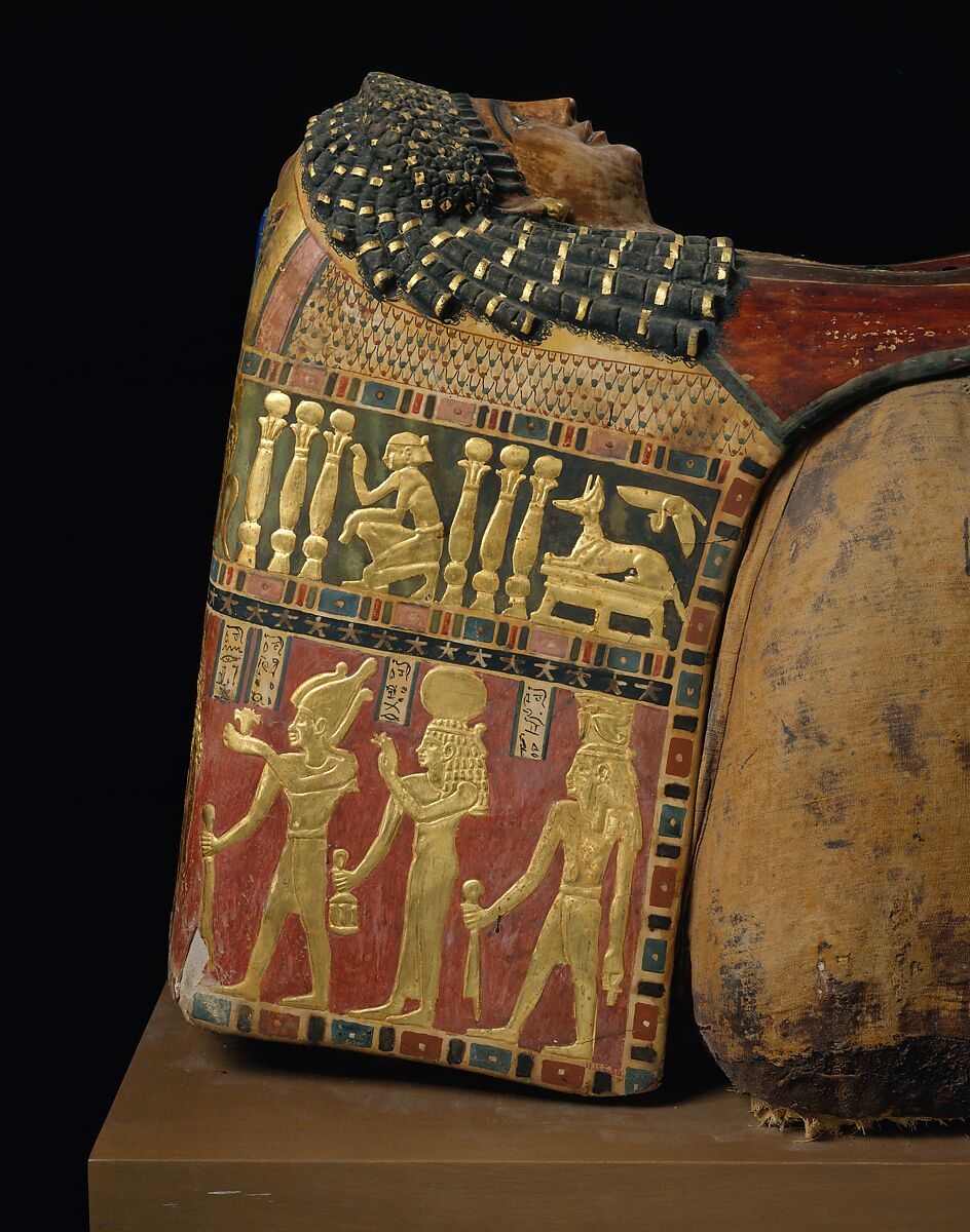 Mummy of Artemidora, Mummified human body, linen, mummification material, painted, plastered, and gilded cartonnage