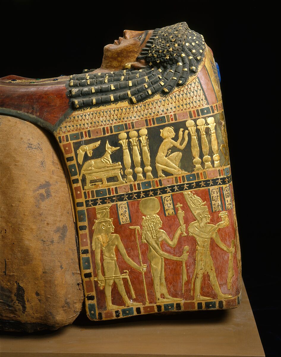 Mummy of Artemidora, Mummified human body, linen, mummification material, painted, plastered, and gilded cartonnage