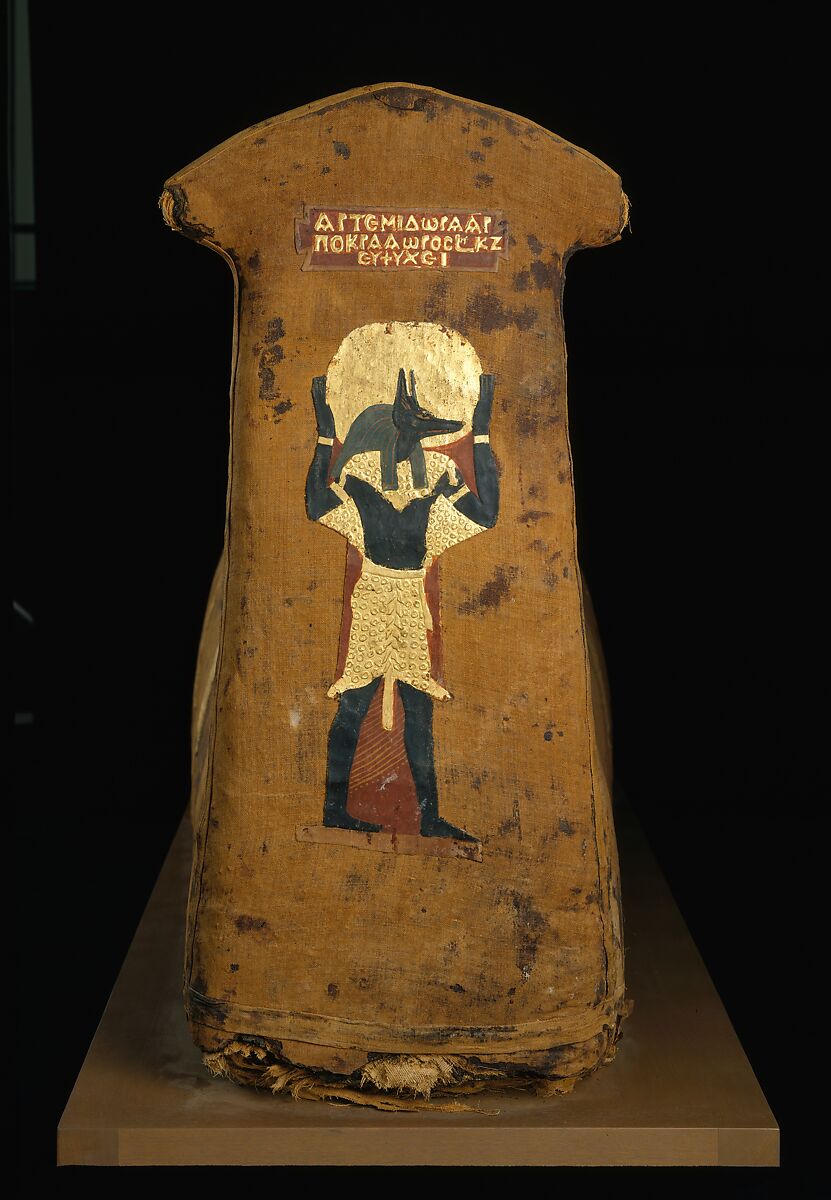 Mummy of Artemidora, Mummified human body, linen, mummification material, painted, plastered, and gilded cartonnage