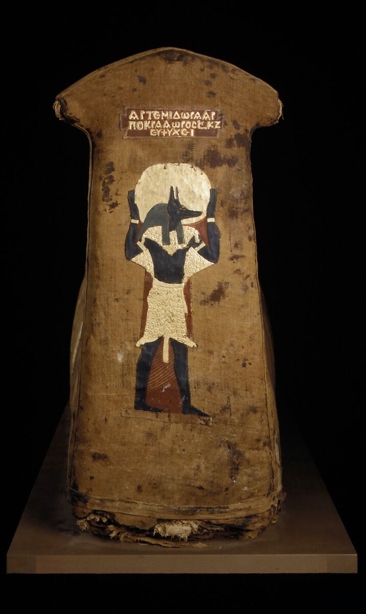 Mummy of Artemidora, Mummified human body, linen, mummification material, painted, plastered, and gilded cartonnage