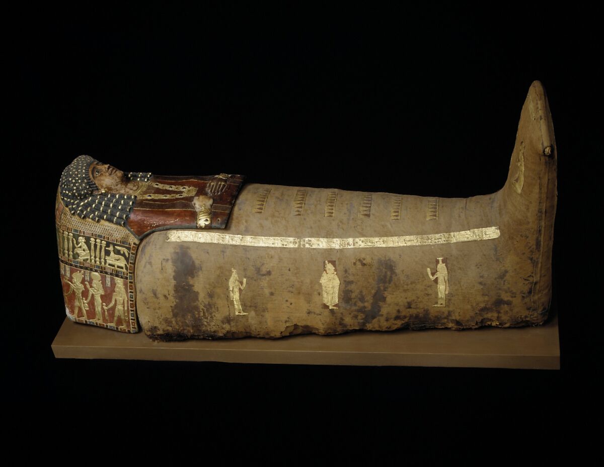 Mummy of Artemidora, Mummified human body, linen, mummification material, painted, plastered, and gilded cartonnage