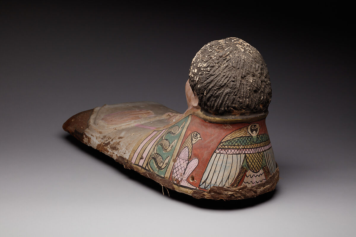 Plaster Portrait Mask of a Youth, Plaster, linen, paint, lapis lazuli, glass