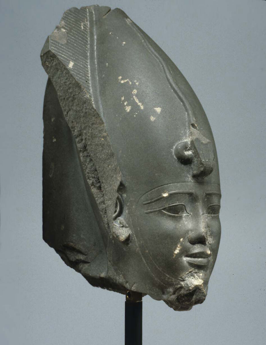 Head of Osiris wearing Atef Crown, Greywacke