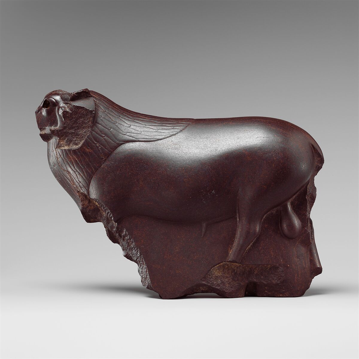 Statuette of a ram, Brown stone (meta-arenite, that is, quartz-rich indurated sandstone)
"quartzwacke" 