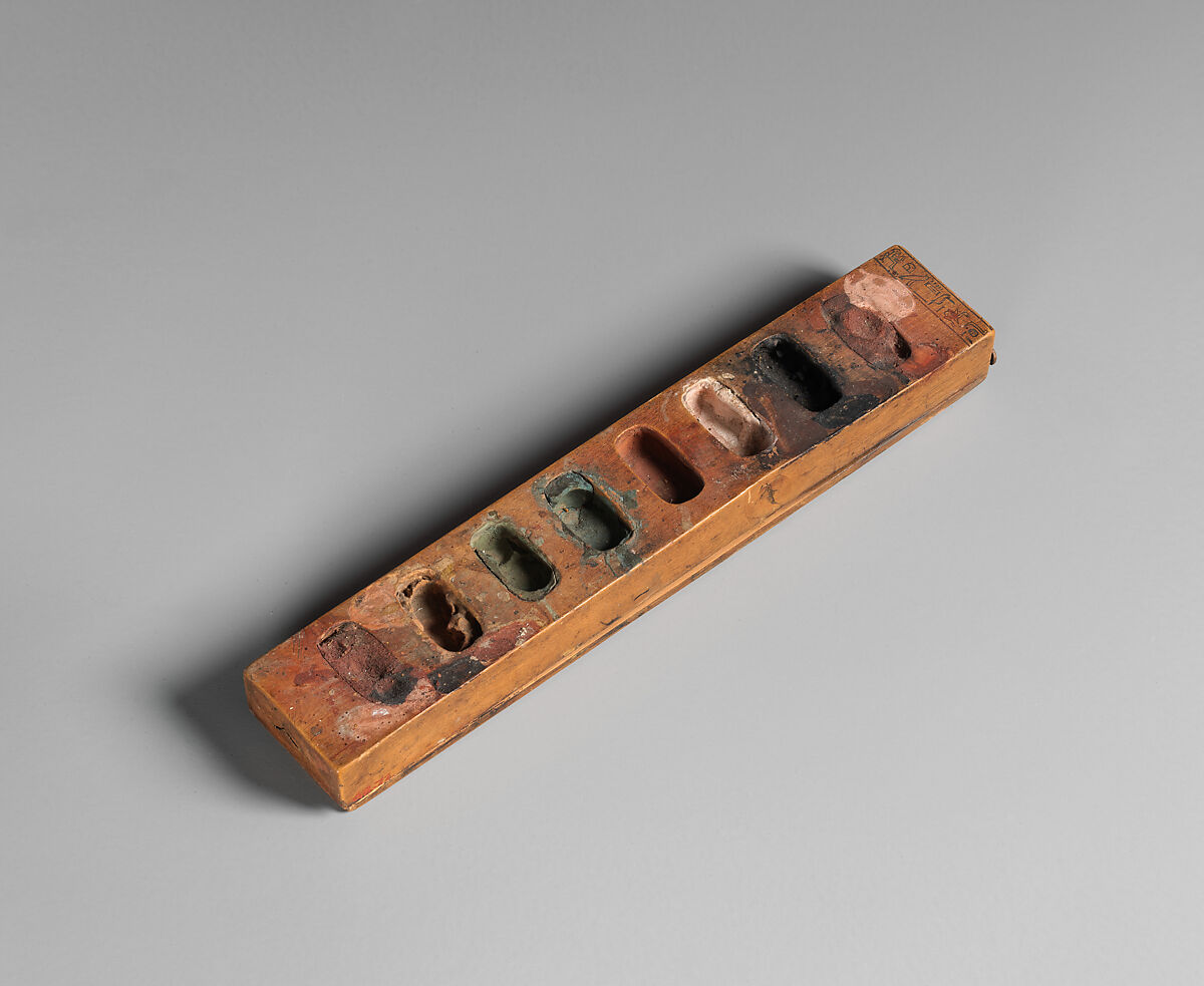 Palette for painting of Vizier Amenemopet, Wood, pigments 