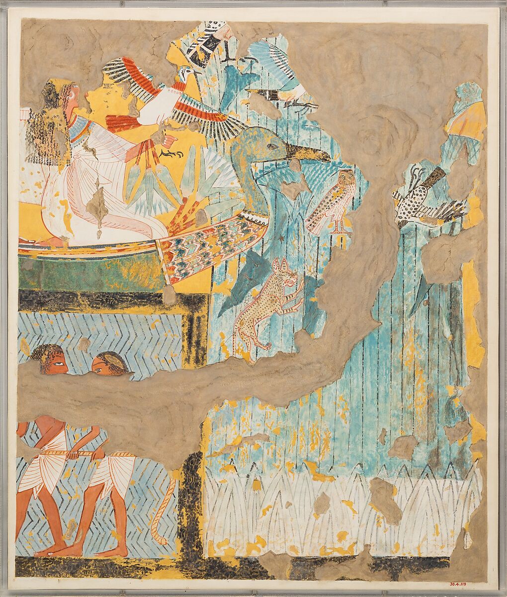 Fishing and Fowling, Tomb of Ipuy, Nina de Garis Davies (1881–1965) or, Tempera on paper 