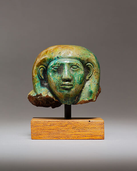 Shabti Head of Petamenophis, Glazed steatite 