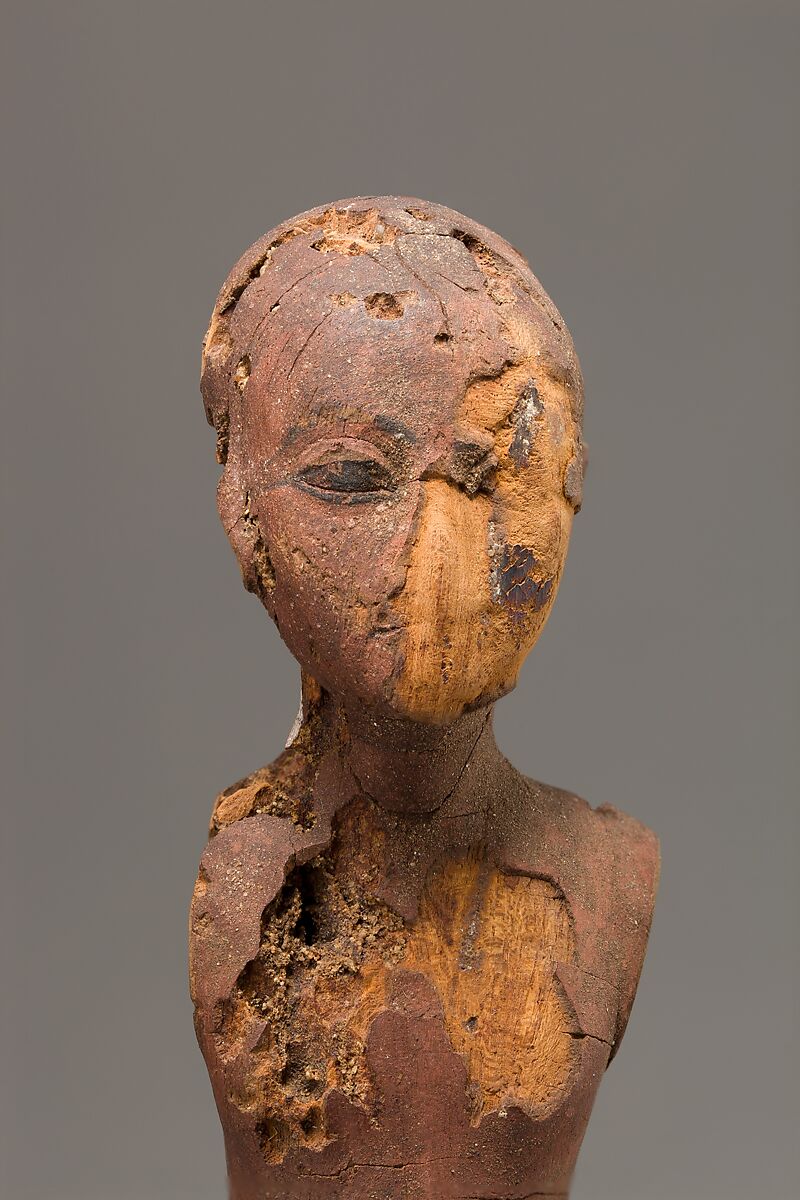 Youth with shaven head, Wood, paint