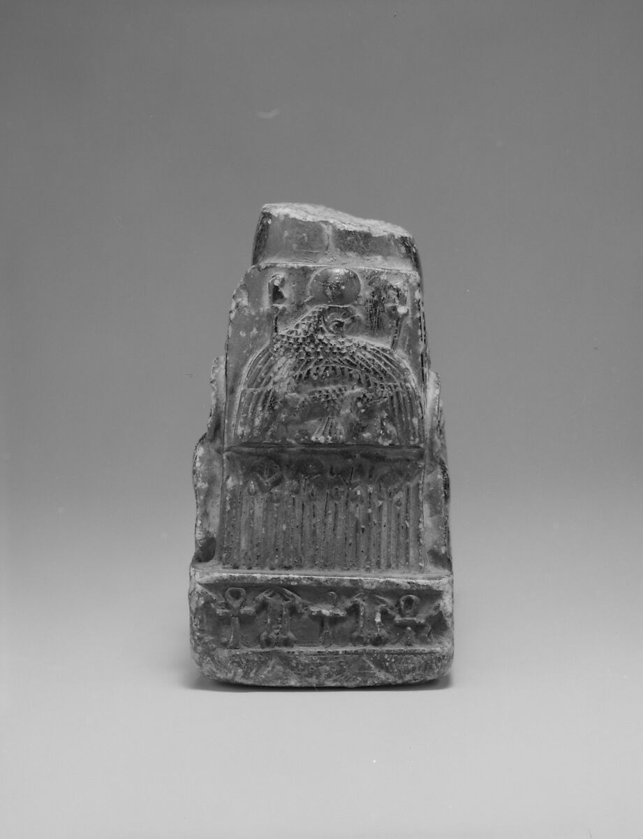 Lower part of enthroned child god, probably Harpokrates, Chlorite schist