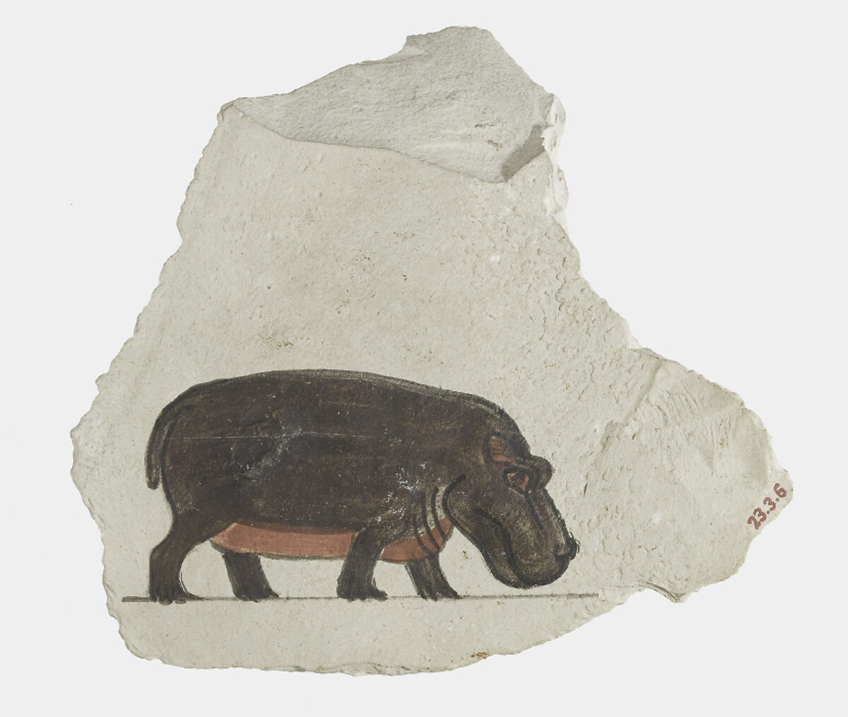 Artist's Painting of a Hippopotamus, Limestone, paint