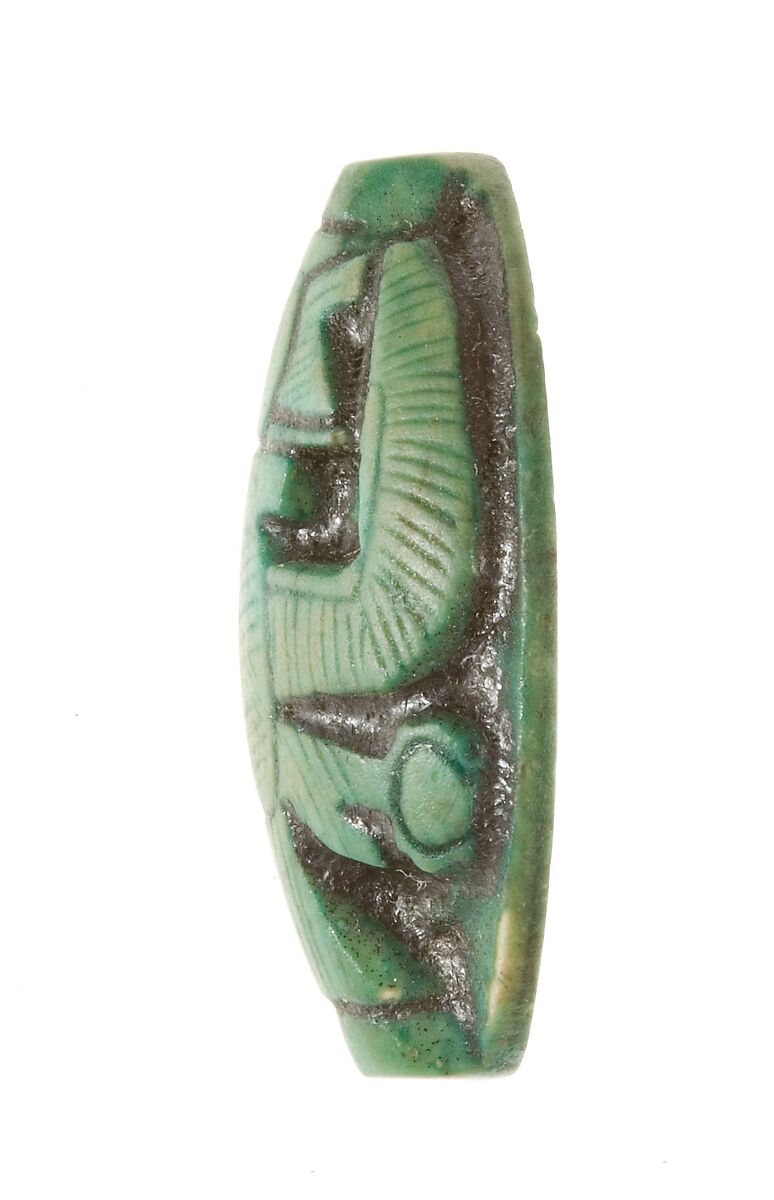 Cowroid Seal Amulet Inscribed with the Name of Hatshepsut, Steatite (glazed)