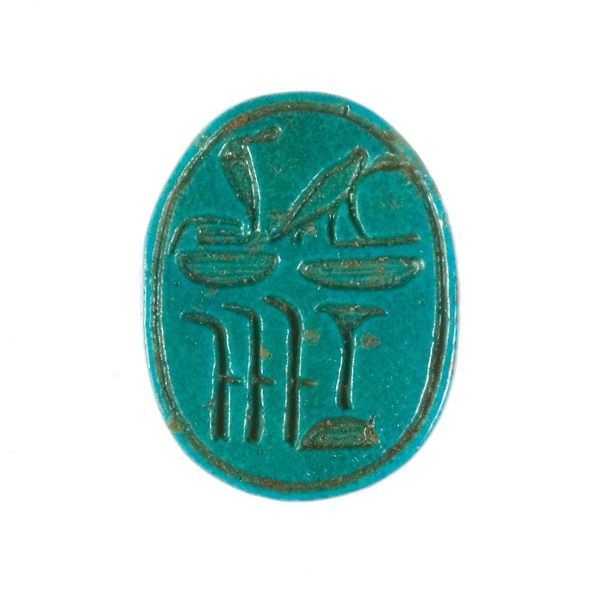 Scarab "Two Ladies, Wadjetrenput", Egyptian blue 