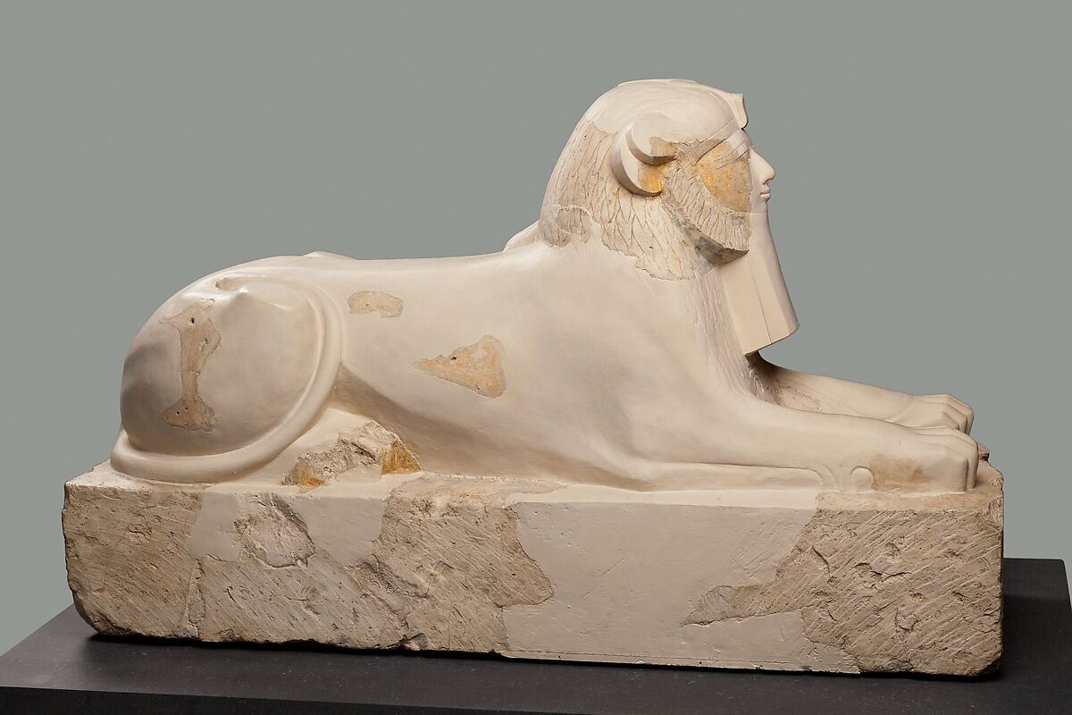 Sphinx of Hatshepsut, Limestone, plaster