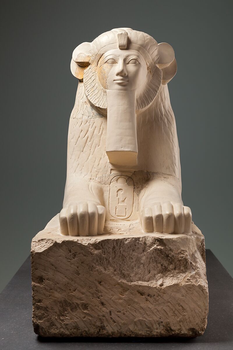 Sphinx of Hatshepsut, Limestone, plaster