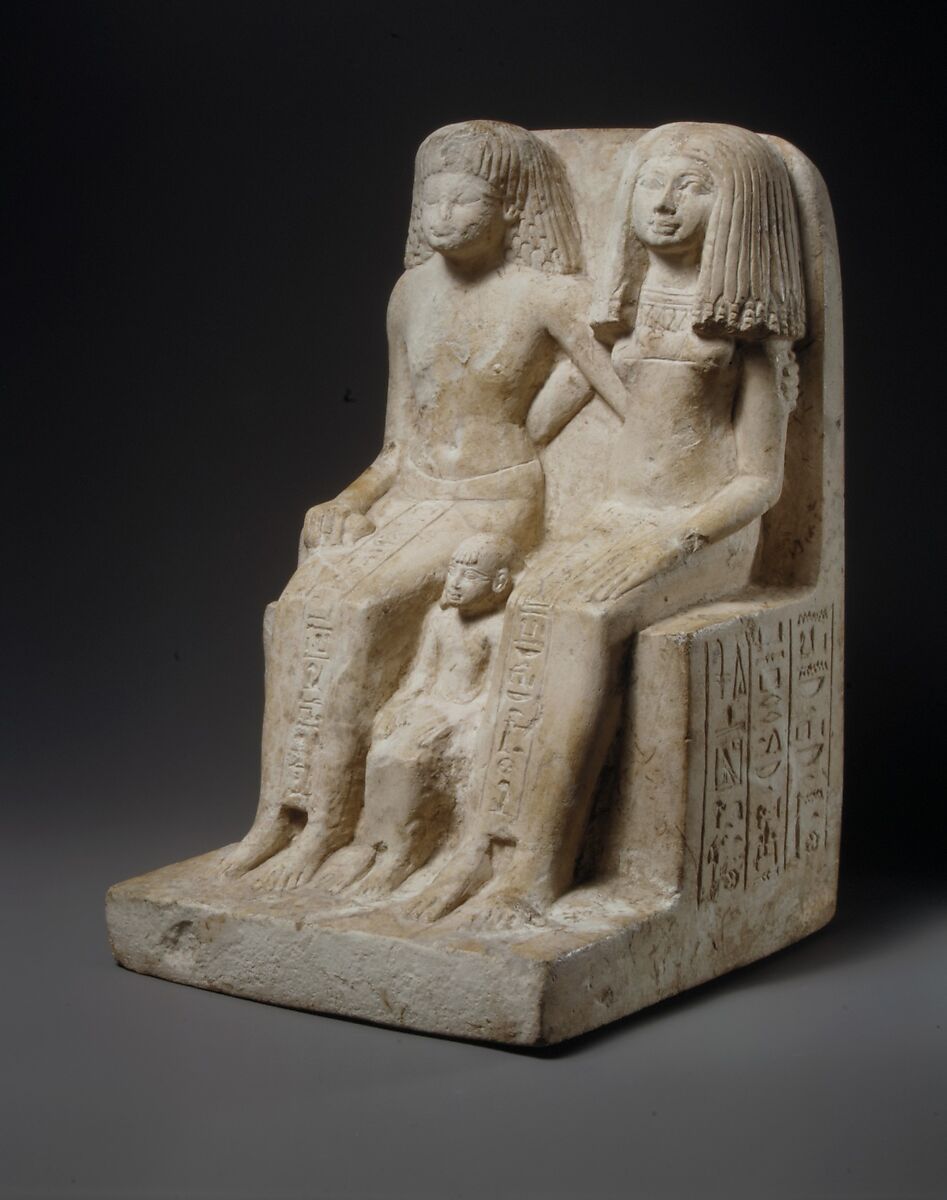 Statue of Kedamun and His Family, Limestone, paint