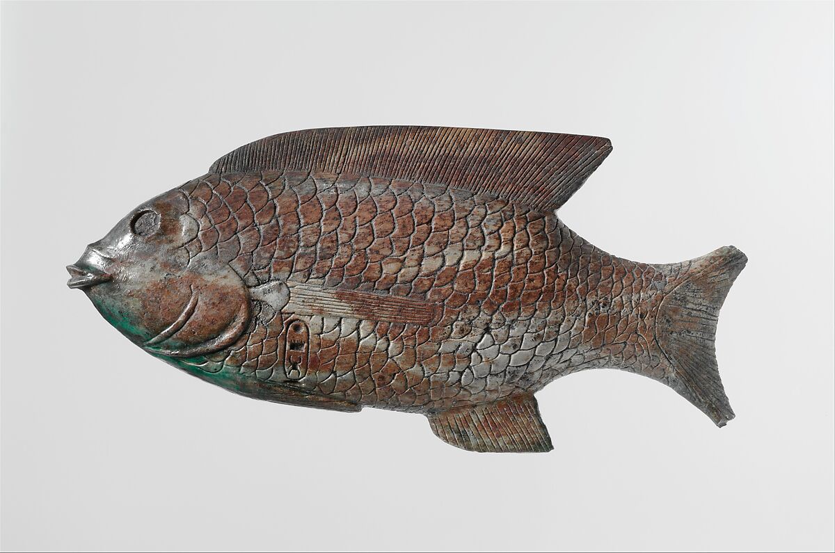 Cosmetic Dish in the Shape of a Bolti Fish, Glazed steatite 