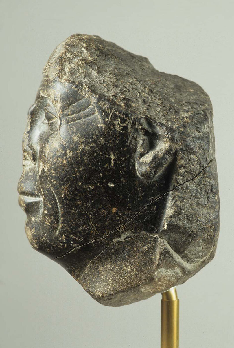Head from a Statue with Magical Texts, Basalt