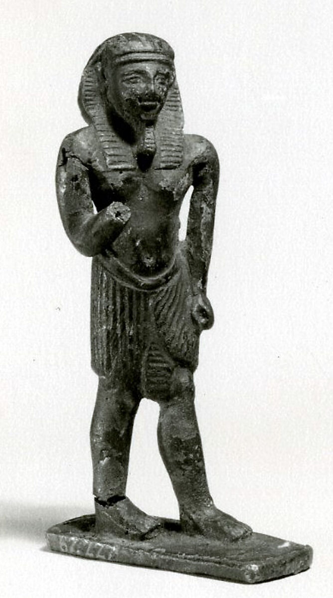 Male figure in a nemes and shendyt kilt, Leaded bronze