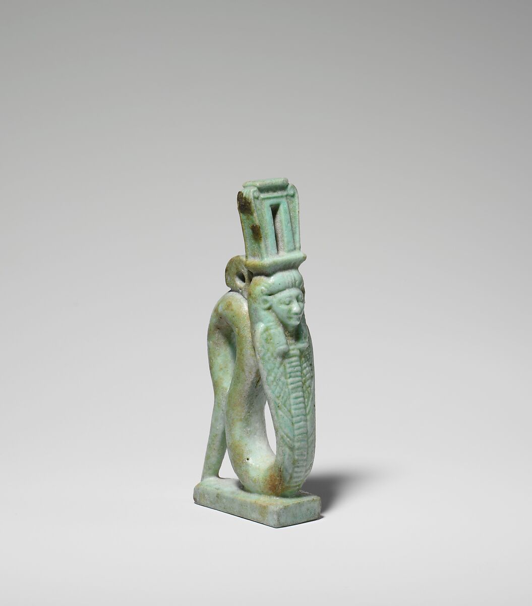 Hathor Amulet, Faience 