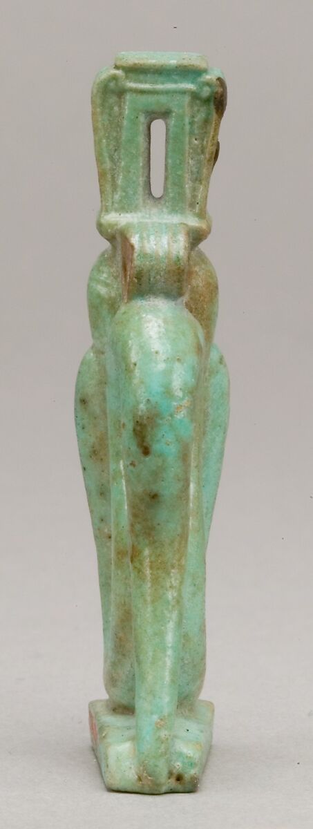 Amulet of a rearing cobra with a Hathor-emblem head, Faience