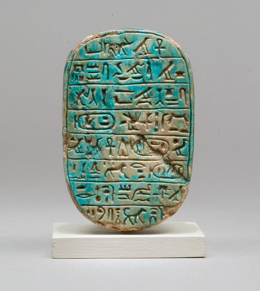 Commemorative Scarab of Amenhotep III Recording a Lion Hunt, Blue glazed steatite 