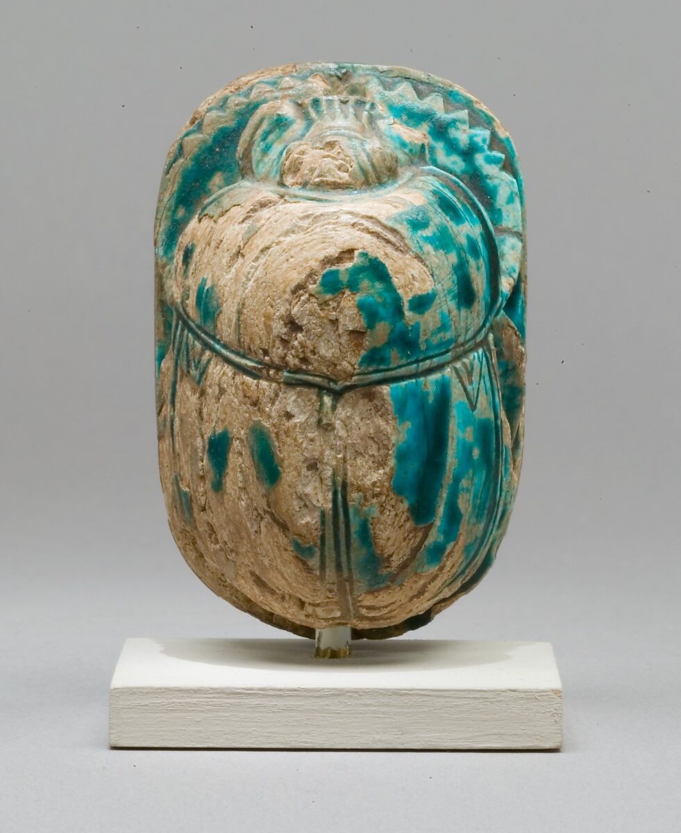 Commemorative Scarab of Amenhotep III Recording a Lion Hunt, Blue glazed steatite