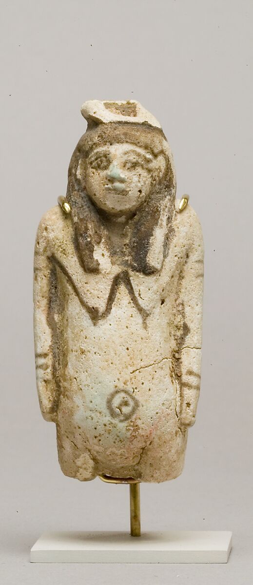 Figure vase in the form of Taweret with a human head, Faience
