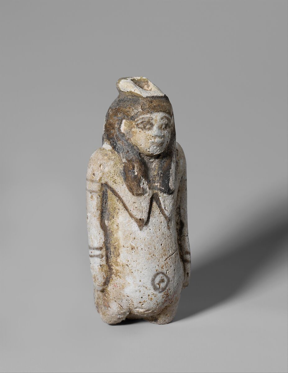 Figure vase in the form of Taweret with a human head, Faience 