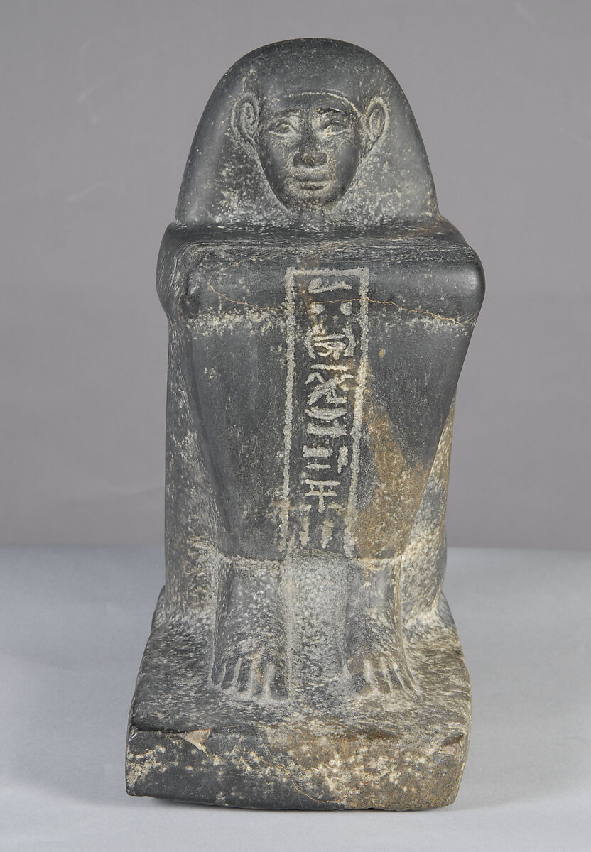 Block Statue of Porter Amenemhat, Basalt 