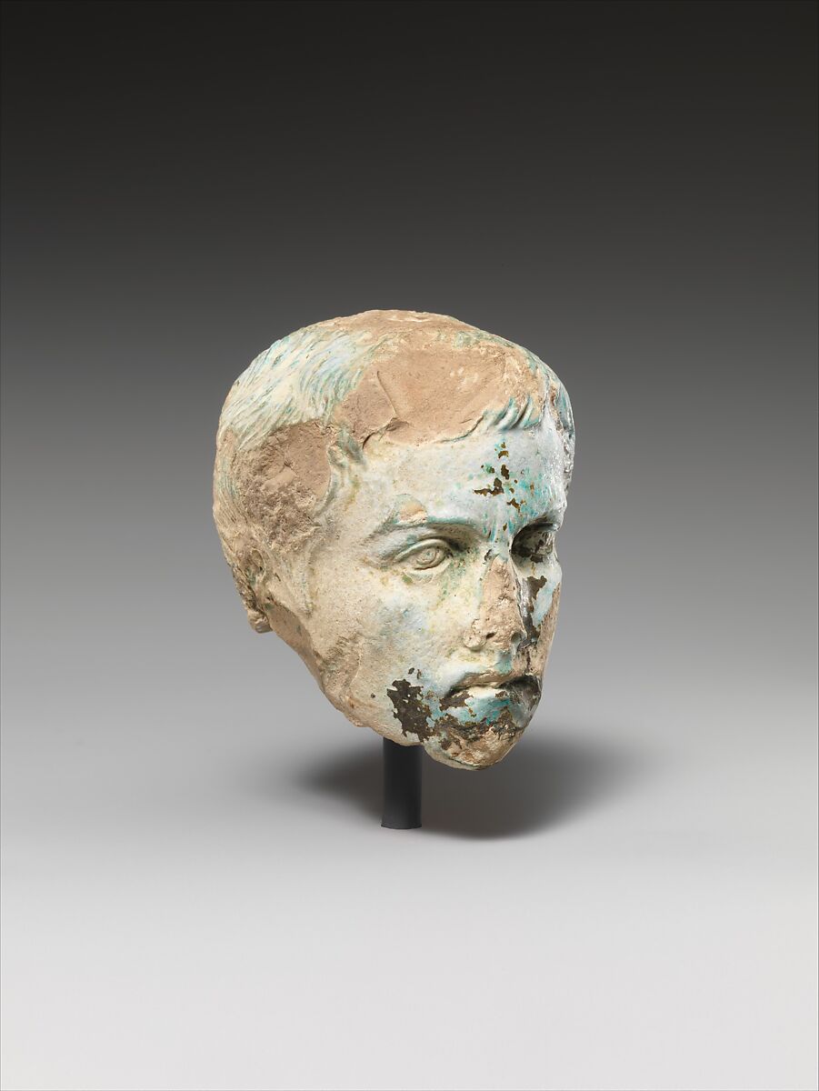 Head of Augustus, Faience 