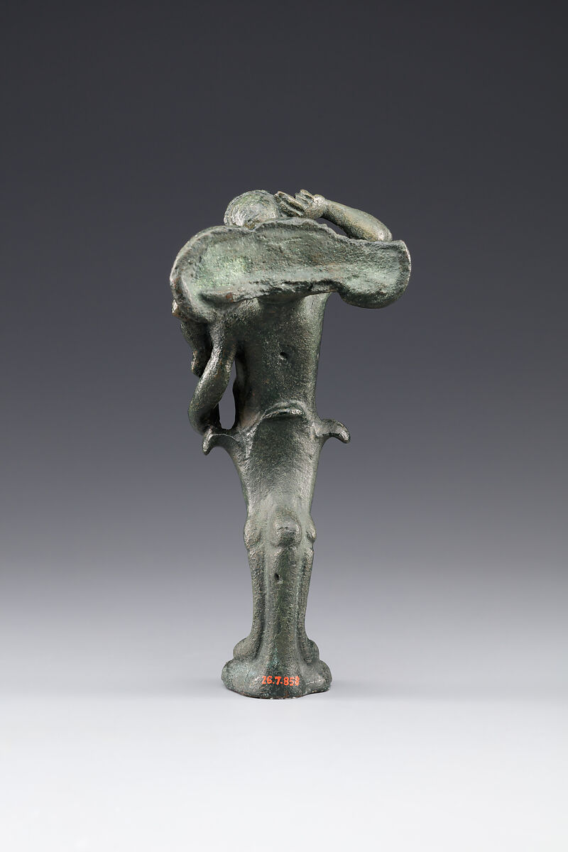 Vessel support combining the upper body of Herakles and a lion's foot, Bronze
