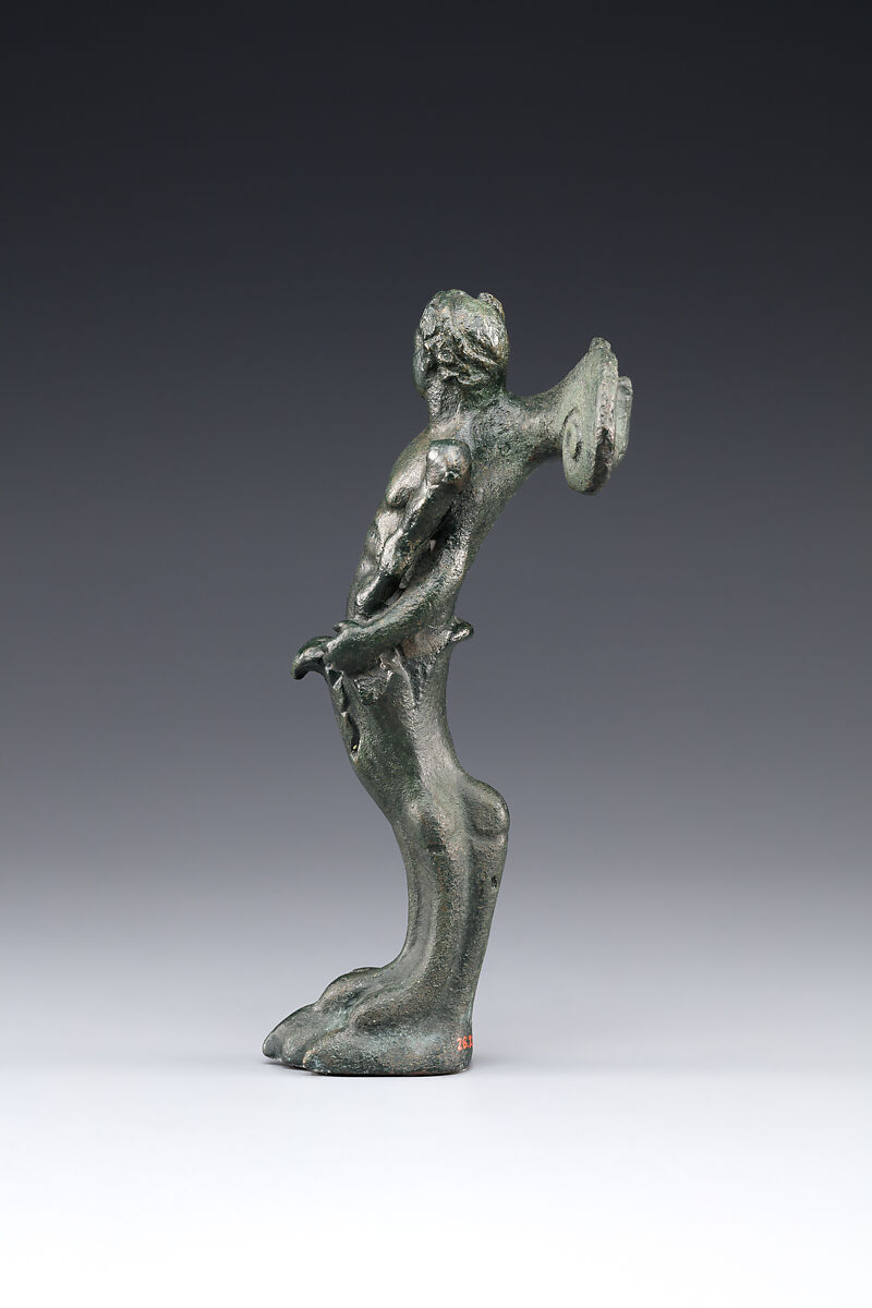 Vessel support combining the upper body of Herakles and a lion's foot, Bronze