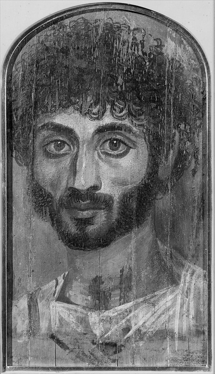 Portrait of a thin-faced, bearded man, Encaustic on limewood