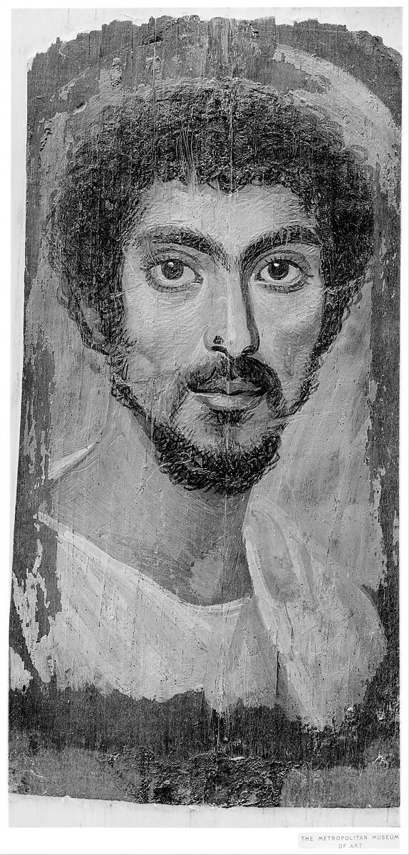 Portrait of a man with a mole on his nose, Encaustic on limewood