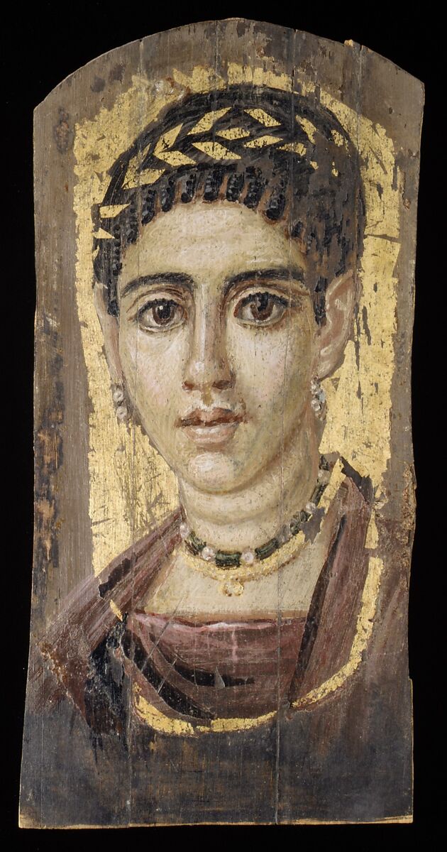 Portrait of a young woman with a gilded wreath  Roman 