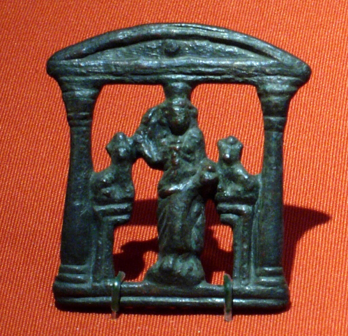 Plaque representing an Egyptian open shrine (kiosk), Bronze 
