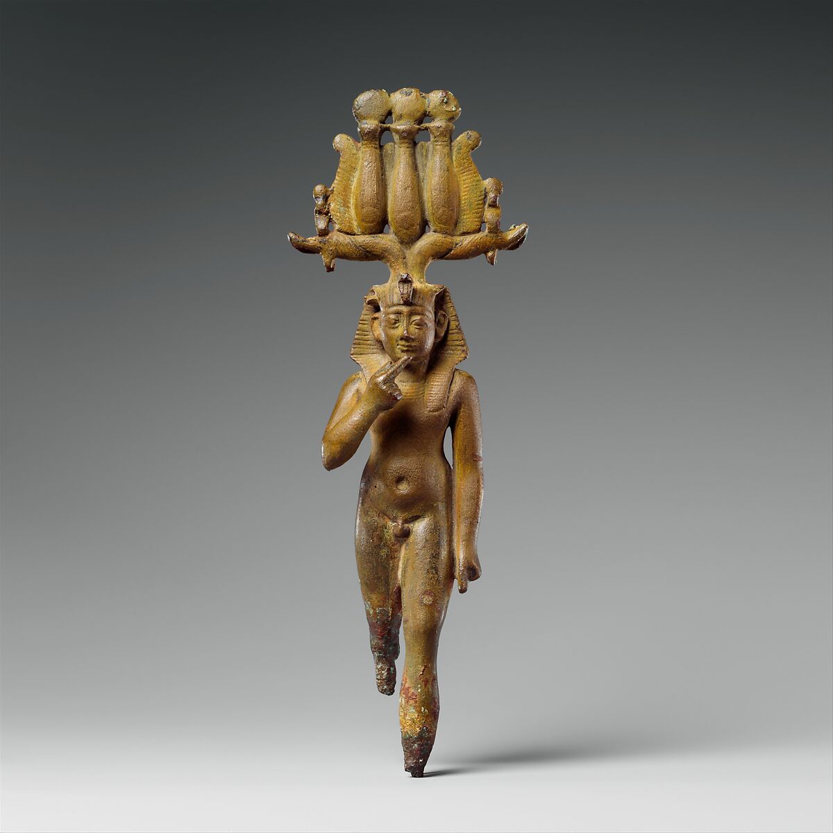 A child god, probably Harpokrates, Leaded bronze, formerly gilded