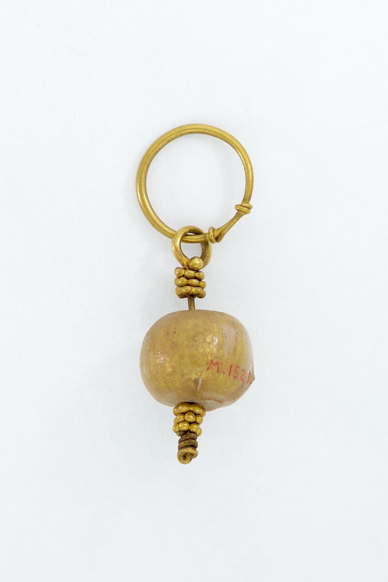 Gilded glass earring, Glass, gold