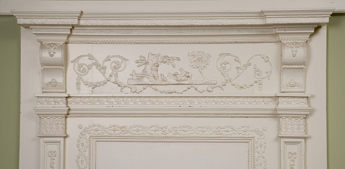 Overmantel, Wood, composition ornament, American